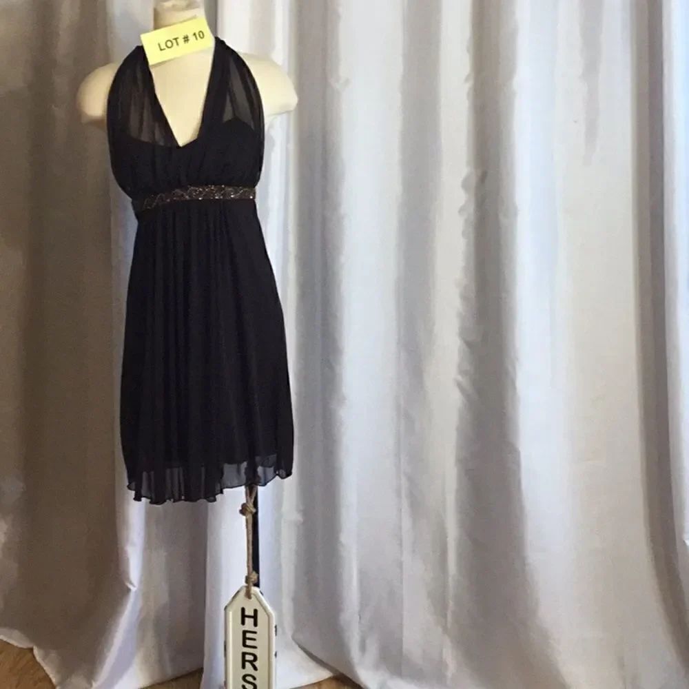 Halter dress in chocolate brown beaded front small